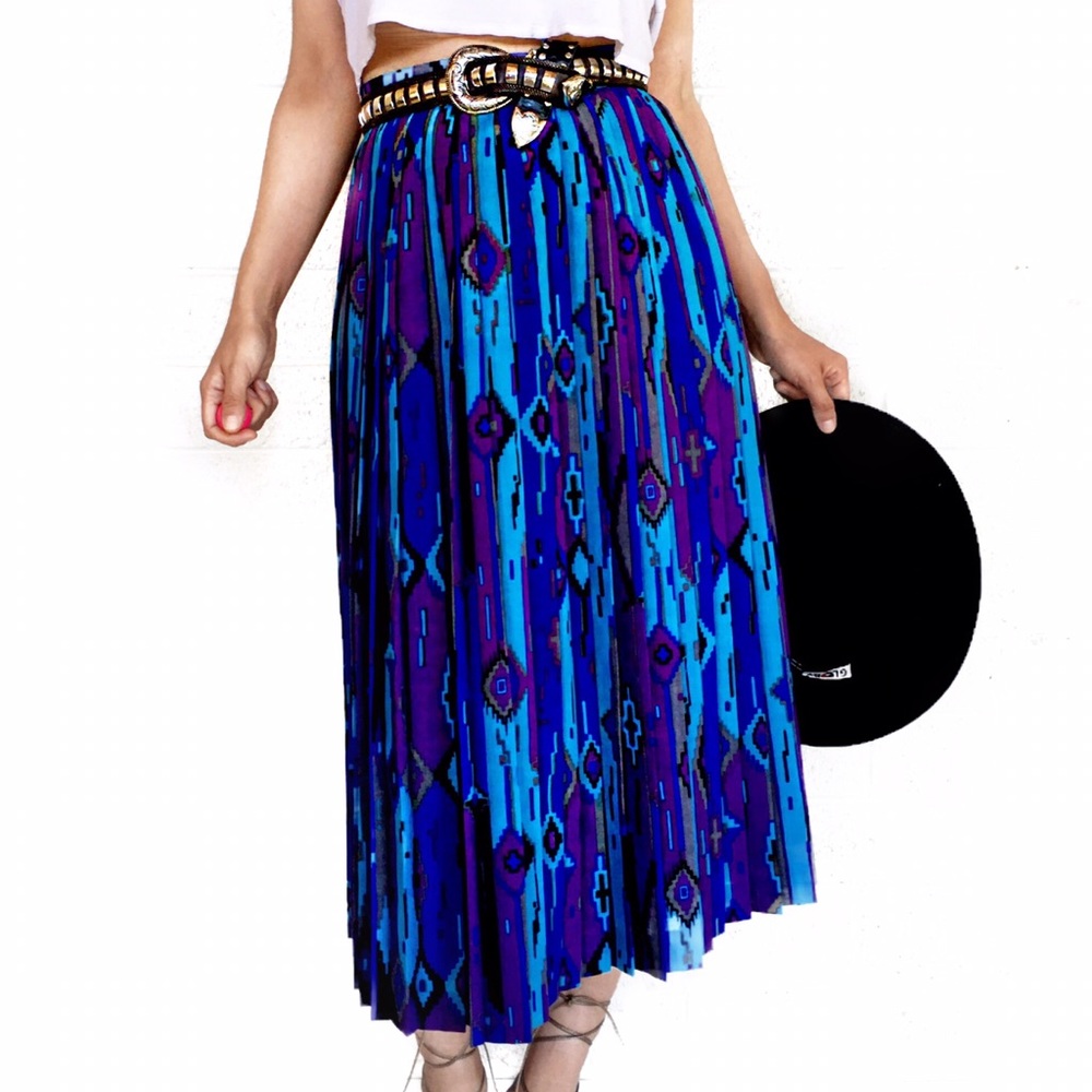 Vintage southwestern print pleated skirt
